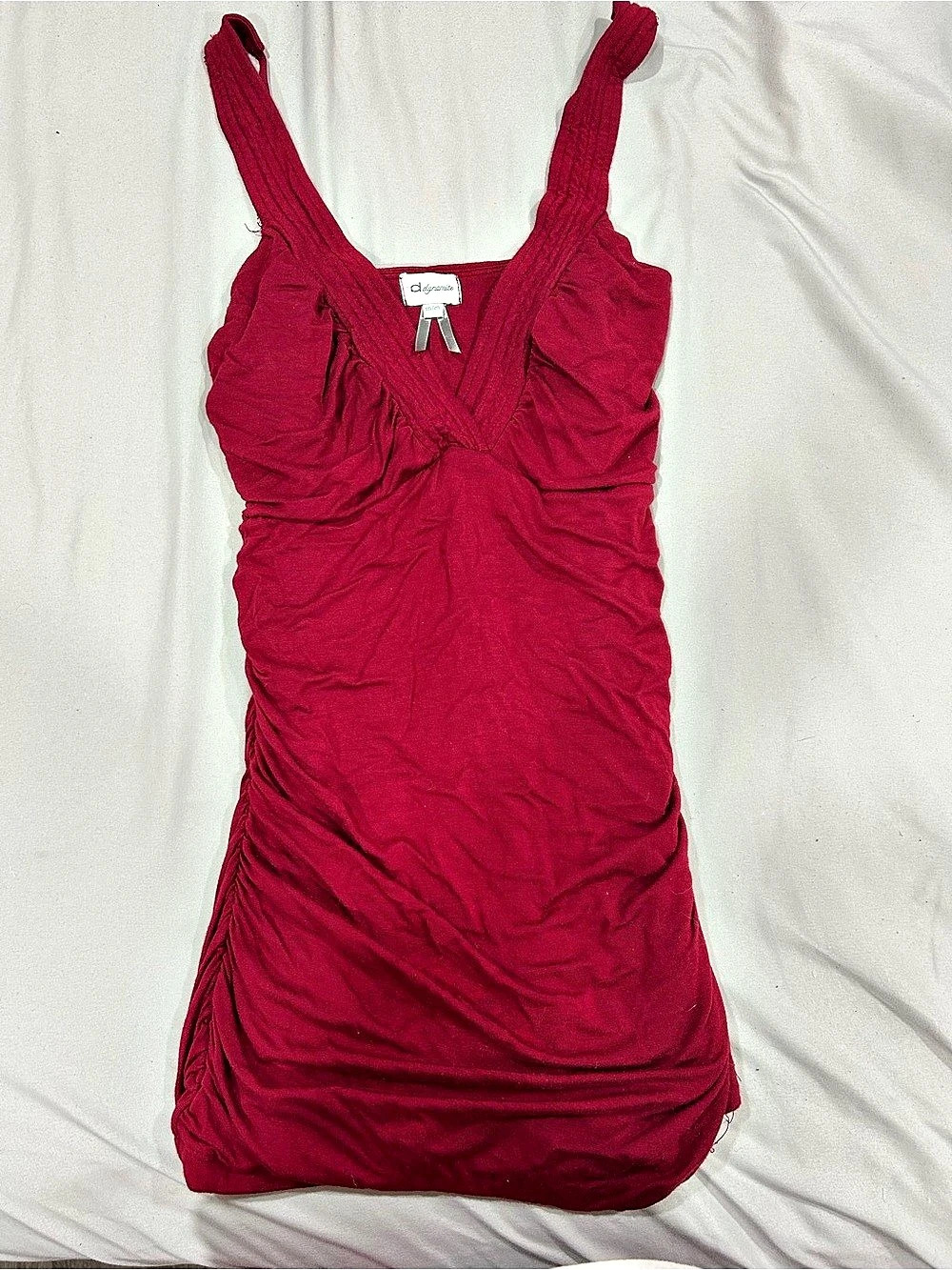 dynamite Ruched Mini Dress in Red Size Medium